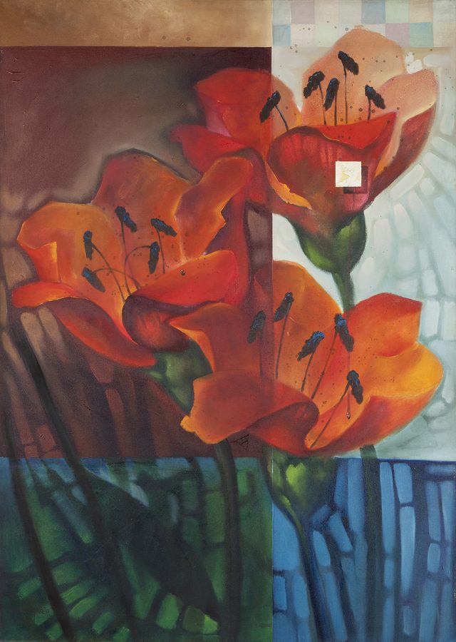 SÉRIE FLORES, 2001 (acrílico sobre tela)  - tamanho 1,40 x 1,00